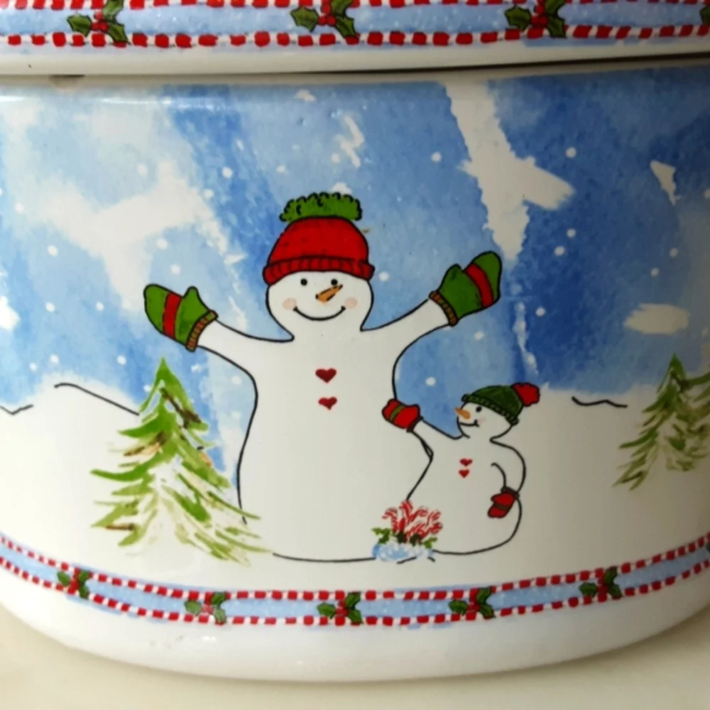 Sweet Williams Holiday Oval Snowman Ceramic Cookie Jar Canister